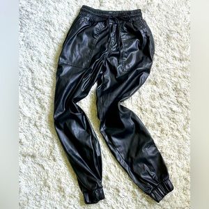 Faux leather Drawstring Joggers